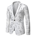 Miniatyrbillede 1 af 3: Herre Jakkesæt Blazer Shawl Revers Langærmet Jakke white 3XL