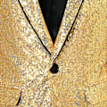 Miniatyrbild 4 av 8: Herrar Sequin Blazer Kostym En Knapp Slim Fit Herrar Sequin Jacka gold M