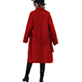 Miniatyrbilde 5 av 7: Lang ullkåpe for kvinner med hakket revers, dobbeltknappet trenchcoat red M