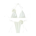 Miniatyrbild 1 av 5: Dam 2-delad 3D Ros Bikini Baddräkt Hög Midja Badkläder Strandkläder White L