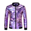 Miniatyrbilde 1 av 3: Metallisk jakke for menn 70-talls Disco Party Varsity-jakke purple M