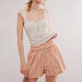 Miniatyrbild 2 av 5: Randiga Boxer Shorts för Kvinnor, Elastisk Hög Midja, Pyjamasbyxor, Y2K Shorts, Nattkläder Orange M