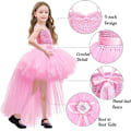 Miniatyrbild 2 av 5: Flickor Tulle Klänning Festklänning Bal Klänningar Pink 4T(90-110cm)