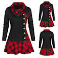 Miniatyrbillede 2 af 6: Dame Langærmet Cowl Hals Formfitting Casual Tunika Top Bluser red 4XL