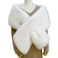 Miniatyrbillede 1 af 2: Dame Faux Fur Krave Halsklæde Faux Fur Sjal Wrap Aften Kappe white