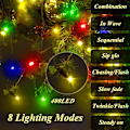 Miniatyrbillede 3 af 6: Julelys til Træ, 6,6FT x 16 Rækker Fe 400 LED med Fjernbetjening Multicolor