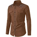 Pikkukuva 2 / 5: Miesten rento pitkähihainen napitettu paita, jossa on brodeeraus Brown 1 XL
