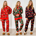 Pikkukuva 9 / 10: Naisten Joulupukki-Raidallinen Joulupyjamasetti, Joulupyjamasetti black L