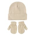 Vintervotter og lue-sett for barn - Strikket lue med hette beige S