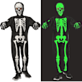 Miniatyrbild 1 av 6: Glow-in-the-Dark Skelettdräkt för Pojkar, Halloweenkostym för Barn L