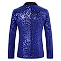 Miniatyrbillede 2 af 3: Mænds Sequin Blazer Dragt En Knaps Slim Fit Mænds Sequin Jakke blue XXL