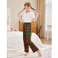 Pikkukuva 3 / 6: Tyttöjen pitkät pyjamahousut, ruudullinen pehmeä lounge-pyjama, taskuilla Red green grid 130