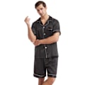Pikkukuva 3 / 4: Miesten Silk Satin -pyjamasetti, lyhythihainen paita ja shortsit black S