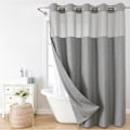 Miniatyrbilde 1 av 6: Dusjforheng i lin med tekstur, uten behov for kroker, med snap-in stoffforingsett grey 71W*84H