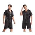 Pikkukuva 2 / 4: Miesten Silk Satin -pyjamasetti, lyhythihainen paita ja shortsit black S
