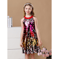 Miniatyrbillede 2 af 5: Piges Sequin Festkjole Sød Pige Formel Prinsesse Midi Kjole red 170cm