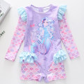 Miniatyrbilde 3 av 7: Jente-badeantrekk med lang erme, mermaid-design og rynker, UV-beskyttelse Color 4 2XL