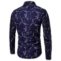Miniatyrbild 3 av 4: Modeherrskjorta Casual Blommig Bomulls Skjorta för Män Dark Blue XL