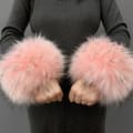 Vintervarme kunstige pels mansjetter for kvinner, vinterarmbånd pink