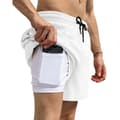 Herr 2 i 1 löparshorts sport shorts med foder white XL