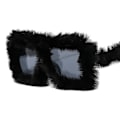 Miniatyrbilde 1 av 5: Kvinners Fuzzy Square Cat Eye Solbriller Fest Maskerade Disco Briller Black