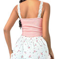 Miniatyrbild 4 av 5: Dam pyjamas set nattkläder 2 delar cami shorts set V-ringad pyjamasshorts med spets pink M