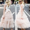 Miniatyrbild 2 av 8: Dam Tierad Lager Mesh Balett Bal Klänning Tulle Tutu A-linje Midi Kjol pink L