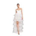 Miniatyrbild 1 av 5: Kvinnors Högmidjade Hög-Låg Lager Tulle Golvlång Kjol white M