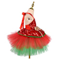 Miniatyrbillede 2 af 5: Piges Jule-Dansedragt med Pailletter, Ballet Tutu Kjole med Pandebånd Red XL