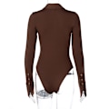 Miniatyrbilde 7 av 11: Kvinners Langarmet Bodysuit med Nedfellbar Krage brown M