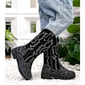 Pikkukuva 4 / 5: Tyttöjen Cowboy-saappaat Unisex-Lapsi Keski-Vasikka Glitter Toddler Cowboy-saapas black 35