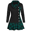 Miniatyrbillede 1 af 3: Dame Langærmet Cowl Hals Formfitting Casual Tunika Top Bluser green L
