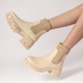 Miniatyrbillede 6 af 11: Dames Chelsea Støvler Slip On Platform Ankelstøvler Lug Sole Chunky Booties US8