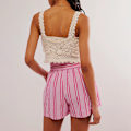 Miniatyrbild 3 av 5: Randiga Boxer Shorts för Kvinnor, Elastisk Hög Midja, Pyjamasbyxor, Y2K Shorts, Nattkläder Pink M