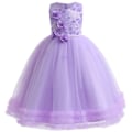 Miniatyrbillede 1 af 8: Blonderpige Brudekjole i Længde med Spids - Elegant Prinsesse Festkjole til Pageant purle 110