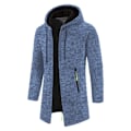 Miniatyrbild 2 av 4: Herrar Stickad Tröja Snygg Medellång Huva Dragkedja Cardigan blue 3XL