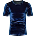 Pikkukuva 3 / 5: Miesten 2-osainen 80- ja 90-luvun samettitrenssipuvut, rento lyhythihainen samettipuserosetti Navy Blue XL