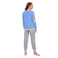 Miniatyrbillede 4 af 5: Dame Pyjamasæt Langærmet Nattøj Trykt Natkjole Blødt Pjs Lounge Sæt blue 2XL