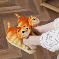 Miniatyrbild 3 av 6: Luddiga Katttofflor för Kvinnor, Bekväma Plysch Varma Halkskyddade Tofflor Ginger cat Ginger cat