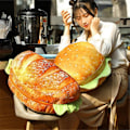Miniatyrbild 3 av 6: 3D Simulerad Plysch Burger Kudde, Roliga Kuddar Hamburger Soffa bread