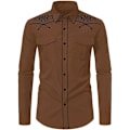 Pikkukuva 1 / 5: Miesten rento pitkähihainen napitettu paita, jossa on brodeeraus Brown 1 2XL