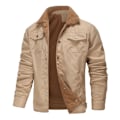 Miniatyrbillede 1 af 5: Mænds Vinterjakke Varmt Fleeceforet Frakke Light Khaki 4XL