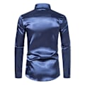 Pikkukuva 3 / 5: Miesten Kiiltävä Slim Fit Satiini Pitkähihainen Paita navy blue L