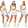 Miniatyrbild 4 av 5: Crossover Athletic Shorts för kvinnor 2 i 1 Flowy löparshorts med fickor White S