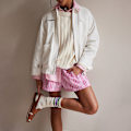 Miniatyrbild 2 av 5: Randiga Boxer Shorts för Kvinnor, Elastisk Hög Midja, Pyjamasbyxor, Y2K Shorts, Nattkläder Pink M
