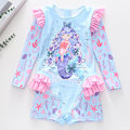 Miniatyrbilde 3 av 7: Jente-badeantrekk med lang erme, mermaid-design og rynker, UV-beskyttelse Color 1 4XL