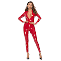 Miniatyrbilde 1 av 6: Kvinners Latex Catsuit Patent Leather Bodysuit Metallic Jumpsuit red 3XL