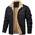 Miniatyrbillede 1 af 2: Mænds Vinterjakke Varmt Fleeceforet Frakke black 4XL