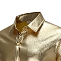 Pikkukuva 6 / 7: Miesten Kiiltävät Slim Fit Pitkähihaiset Yökerhopaidat gold M