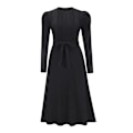 Pikkukuva 4 / 5: Naisten pyöreäkauluksinen neulottu neulemekko pitkähihainen midi-mekko vyöllä black XL